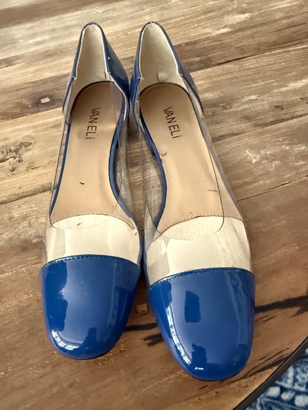 Vaneli Blue Patent & Clear D'Orsay Flats